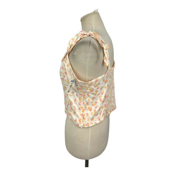 Bp Floral Tie Strap Corset In White Orange Print Size Large NWOT $29 MSRP - Picture 5 of 8